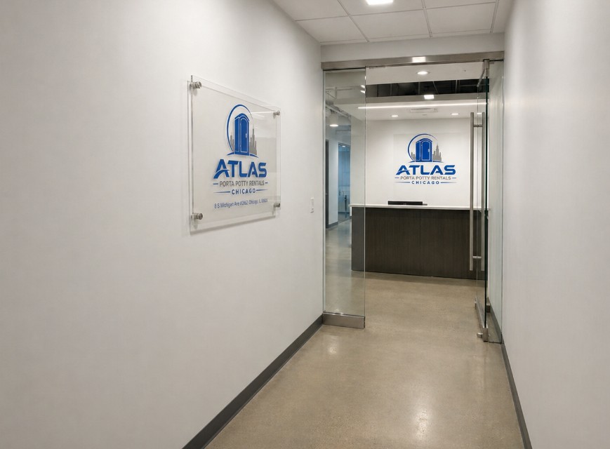 Atlas Porta Potty Rentals Chicago wide signage view